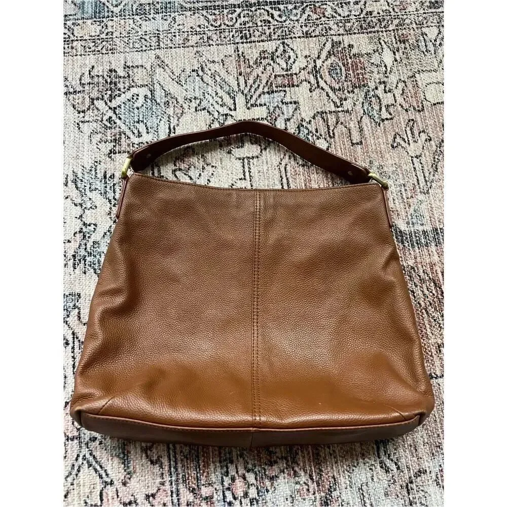 KOOBA Pebbled Leather Hobo Bag Luggage Brown Genuine Leather Purse